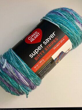 RED HEART Super Saver Bitty Stripes - # 109 Mermaid